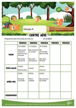 PLANNING MERCREDI OCT23 - CENTRE AERE MATERNEL