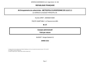 Compte Administratif 2022 MEL Budget Général