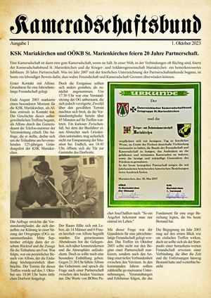 Kameradschaftsbund Jubiläumszeitung
