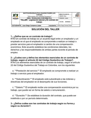 Legislación laboral y contrato de trabajo