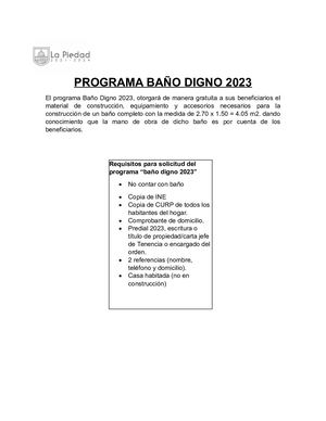 Convocatoria Baño Digno
