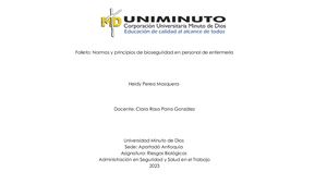 Folleto: Normas y principios de bioseguridad en personal de enfermería