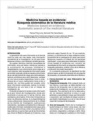 Búsqueda De La Literatura Médica Por Philco Lima Y Navia Bueno
