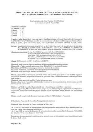 Compte Rendu du CM du 07 06 2023