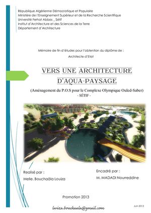 Memoire fin d'étude architecture Vers Une Architecture D'aqua Paysage