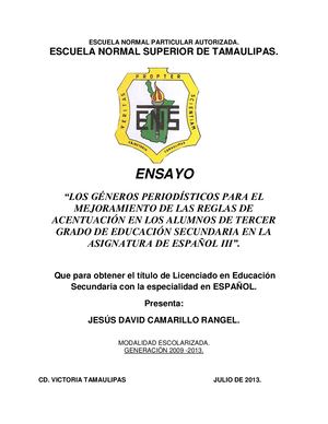 DOCUMENTO RECEPCIONAL EN ENSAYO Jesús David Camarillo Rangel