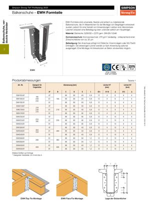 Ergänzung zum Profikatalog C-DE-2023, Kapitel 2, Balkenschuhe und verdeckte Verbinder: EWH