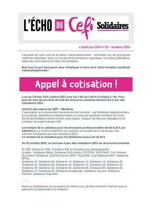 Echo du Cefi - n°23 - Octobre 2023