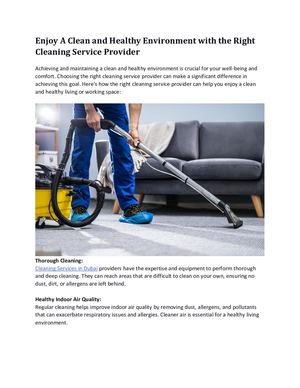 Enjoy A Clean And Healthy Environment With The Right Cleaning Service Provider