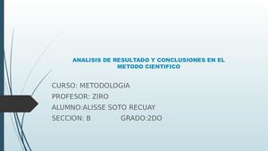 Analisis De Resultado Y Conclusiones En El Metodo