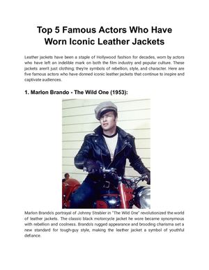 Top 5 Famous Actors Who Have Worn Iconic Leather Jackets