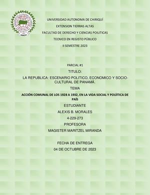 Acción Comunal De Los 1928 A 1932