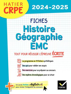 Hatier CRPE -  Fiches d'Histoire géographie EMC - Epreuve écrite 2024/2025
