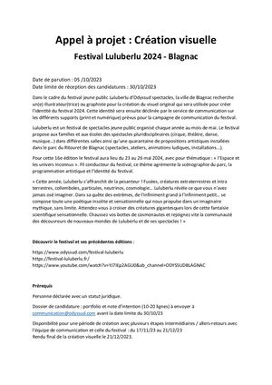 Appel à Projet Création Visuelle Luluberlu 2024