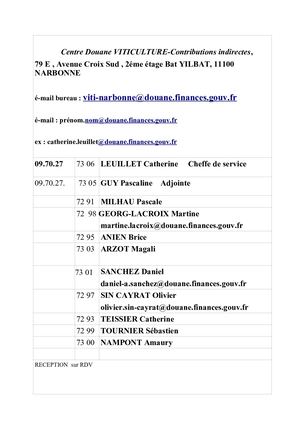 Annuaire Viti Douanes Narbonne 2023