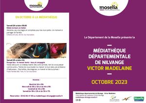 Programme de la médiathèque départementale de Nilvange - Octobre 2023