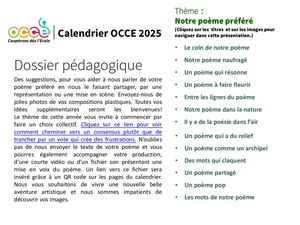 Occe Calendrier 2025 Dossier Pedagogique