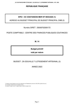 BUDGET PRIMITIF 2023 - GOUVILLE LOTISSEMENT