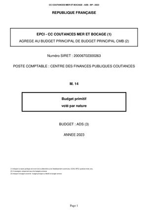 BUDGET PRIMITIF 2023 - ADS