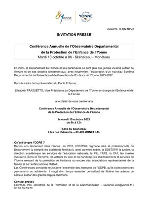 Conférence Annuelle de l’Observatoire Départemental de la Protection de l’Enfance de l’Yonne