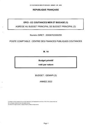 BUDGET PRIMITIF 2022 - GEMAPI
