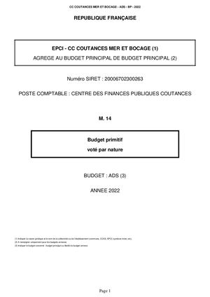 BUDGET PRIMITIF 2022 - ADS