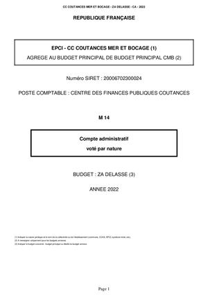 COMPTES ADMINISTRATIFS 2022 - ZA DELASSE