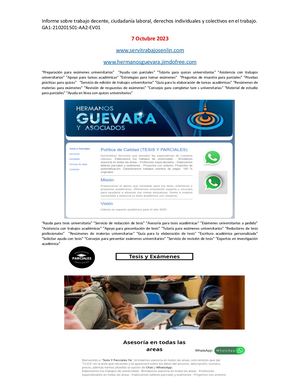 Informe Sobre Trabajo Decente, Ciudadanía Laboral, Derechos Individuales Y Colectivos En El Trabajo Ga1 210201501 Aa2 Ev01 Diego Guevara