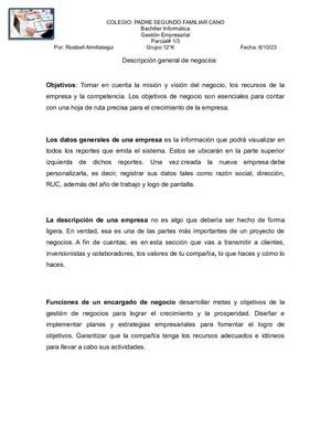 Descripción General De Negocios