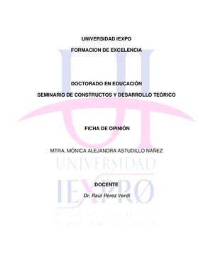 Fichas De Opinión Con Constructo, Variable, Definición Operacional Y Conclusión
