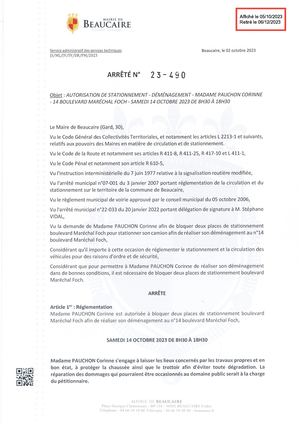 Fichier Parution Des Arrêtés 23 390 à 23 391 Du 05 10 2023