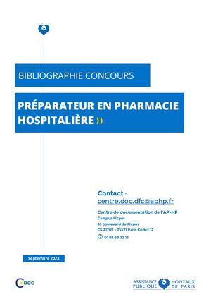 Preparateur Pharmacie Hospitaliere - Septembre 2023