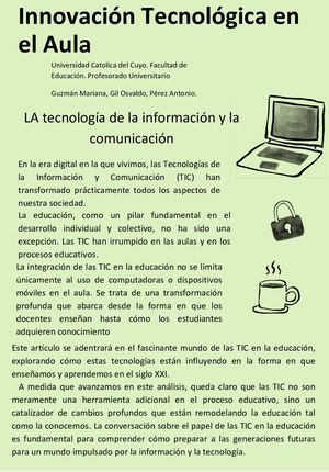 innovacion tecnologica educativa en el aula