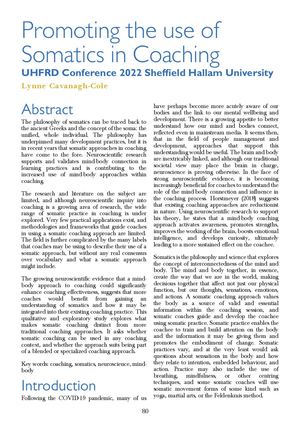 Promoting The Use Of Somatics In Coaching