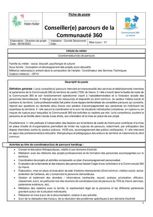 Fiche De Poste Conseiller Parcours C360