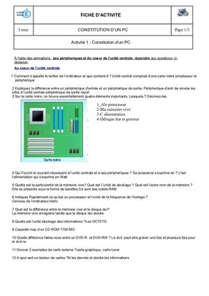 Tp Costitution D'un Pc Mathys Et Raphël