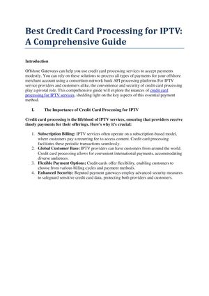 Best Credit Card Processing For Iptv