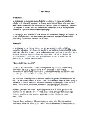 Ensayo De La Pedagogía