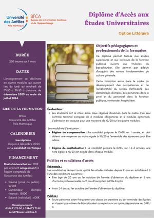 DAEU Option A Littéraire Et Juridique