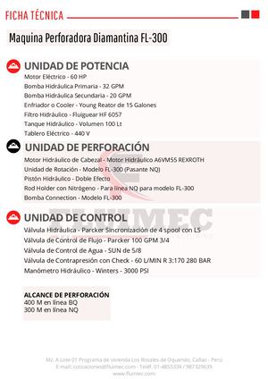 Perforadora Diamantina Fl 300, ficha técnica