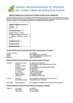 Procès-verbal du 29 Mars 2023