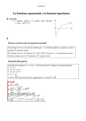 La funzione Esponenziale e la funzione logaritmica Paper