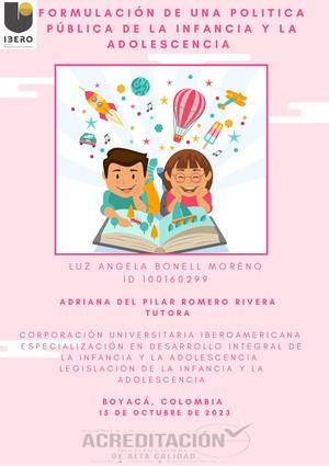Formulación De Politica Publica Infancia Y Adolescencia Luz Angela Bonell