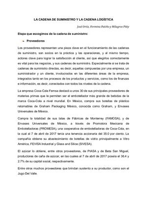 Taller Grupal 1, Cadena De Suministro y Cadena Logística