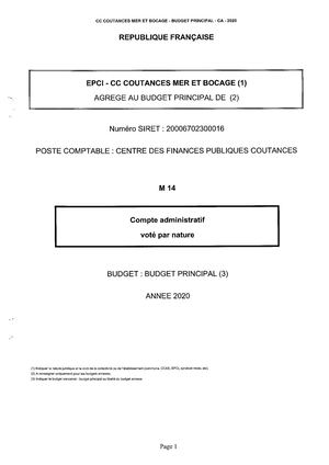 COMPTES ADMINISTRATIFS 2020 - BUGET GÉNÉRAL
