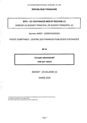 COMPTES ADMINISTRATIFS 2020 - ZA DELASSE
