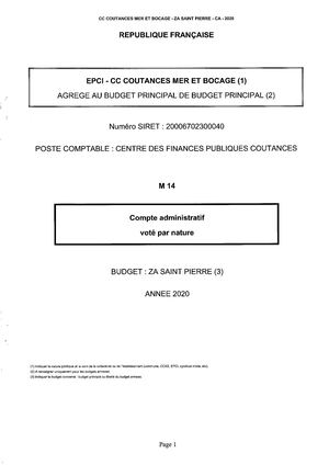 COMPTES ADMINISTRATIFS 2020 - ZA SAINT PIERRE