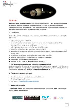 Le Projet - Sur Les Traces Des Sondes Voyager