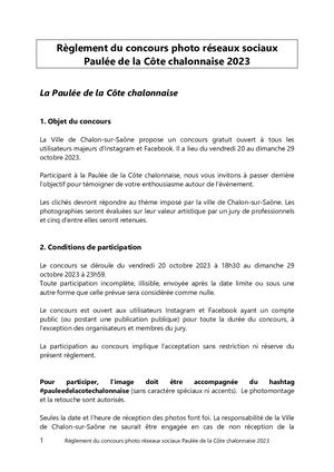 Règlement Concours Réseaux Sociaux Photo Paulée 2023