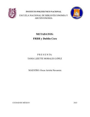 METADATOS:  FRBR y Dublin Core